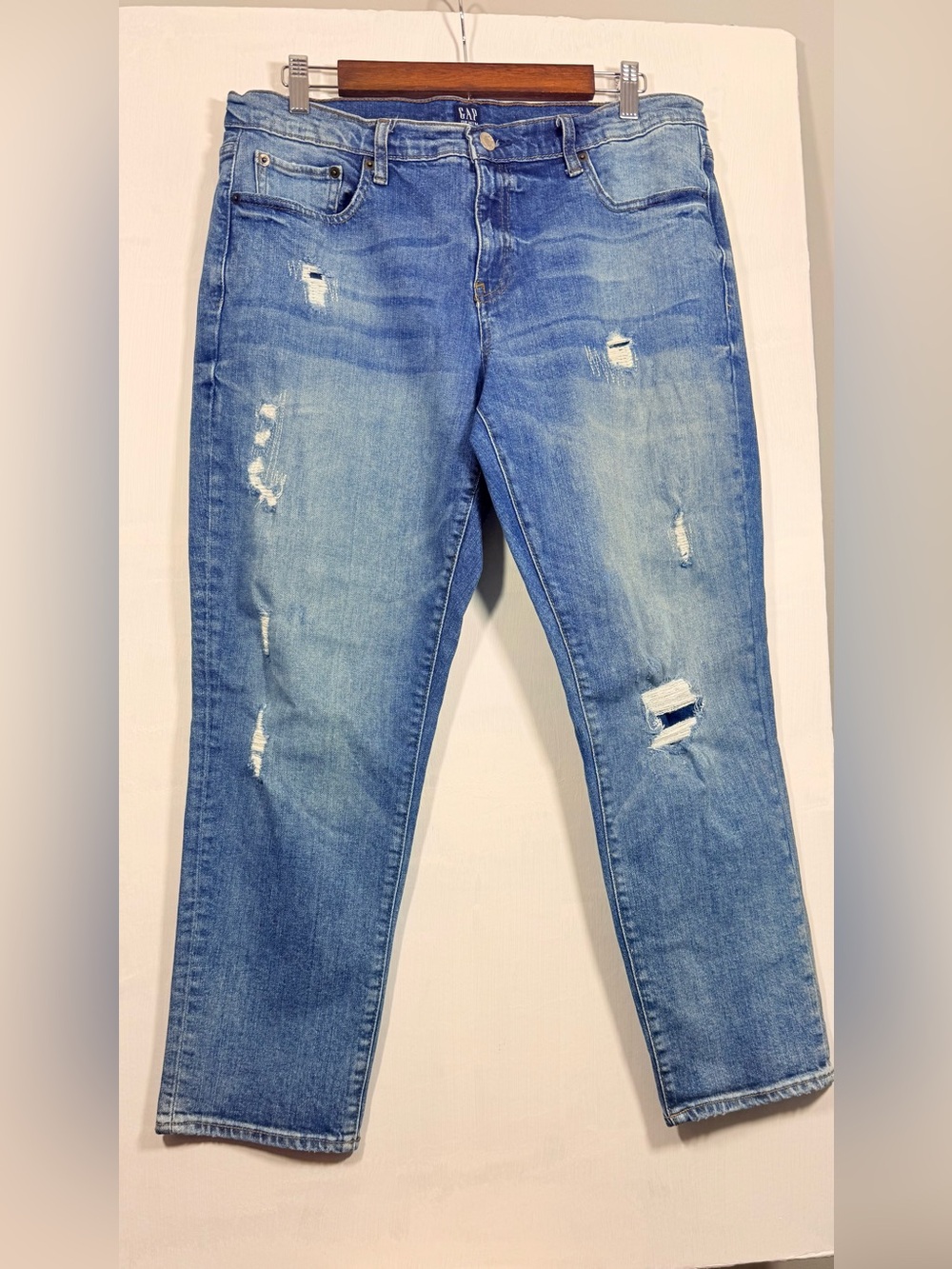 GAP Medium Blue Distressed Best Girlfriend Jeans